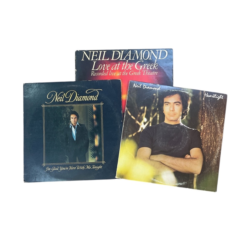 3 Neil Diamond Vinyl Record Collection Love at the Greek Heartlight I’m Glad